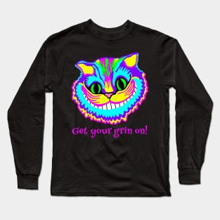 Get Your Grin On Psychedelic Cat Long Sleeve T-Shirt